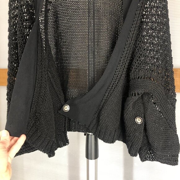 Crea Concept Black Macrame Crochet Knit Cardigan Sz 42 EU‎ - Picture 6 of 14
